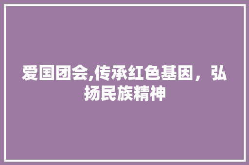 爱国团会,传承红色基因，弘扬民族精神