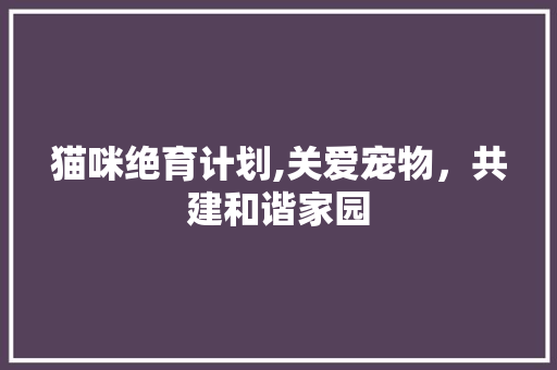 猫咪绝育计划,关爱宠物，共建和谐家园