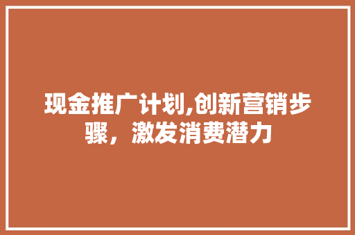 现金推广计划,创新营销步骤，激发消费潜力