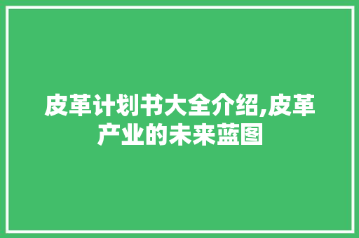 皮革计划书大全介绍,皮革产业的未来蓝图