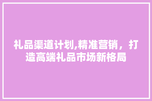 礼品渠道计划,精准营销，打造高端礼品市场新格局