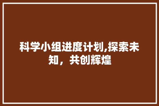 科学小组进度计划,探索未知，共创辉煌