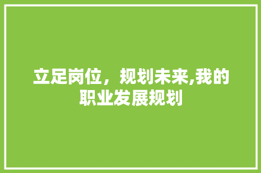 立足岗位，规划未来,我的职业发展规划