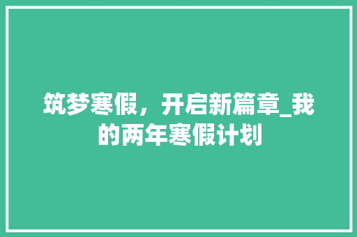 筑梦寒假，开启新篇章_我的两年寒假计划