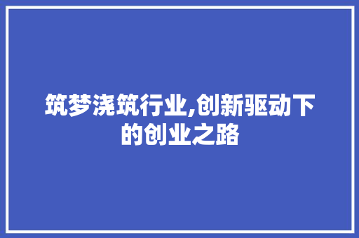 筑梦浇筑行业,创新驱动下的创业之路