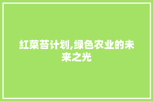 红菜苔计划,绿色农业的未来之光 论文范文