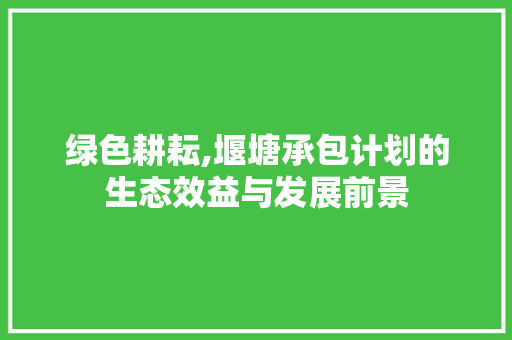 绿色耕耘,堰塘承包计划的生态效益与发展前景