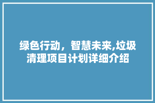 绿色行动，智慧未来,垃圾清理项目计划详细介绍