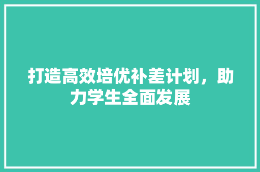 打造高效培优补差计划，助力学生全面发展