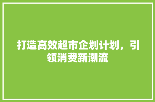 打造高效超市企划计划，引领消费新潮流