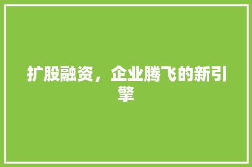 扩股融资，企业腾飞的新引擎