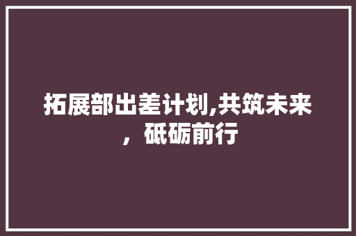 拓展部出差计划,共筑未来，砥砺前行