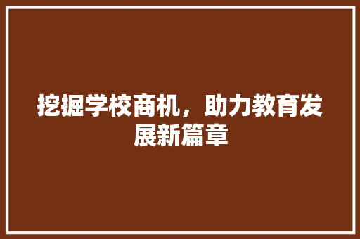 挖掘学校商机，助力教育发展新篇章