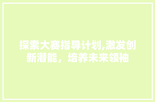 探索大赛指导计划,激发创新潜能，培养未来领袖