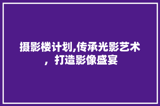 摄影楼计划,传承光影艺术，打造影像盛宴