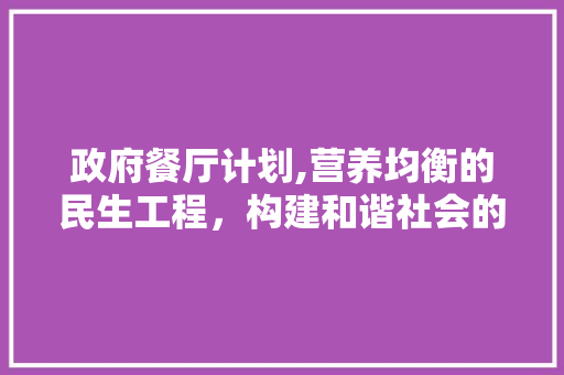 政府餐厅计划,营养均衡的民生工程，构建和谐社会的重要举措