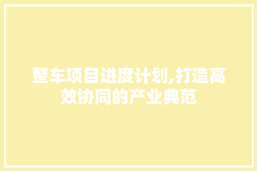 整车项目进度计划,打造高效协同的产业典范