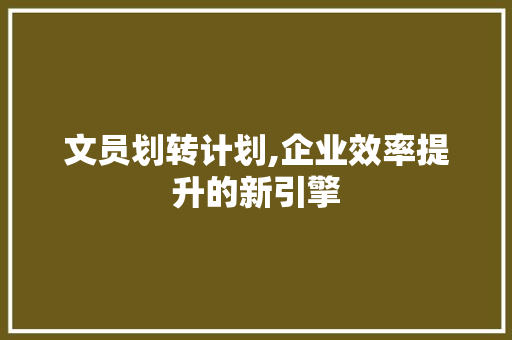 文员划转计划,企业效率提升的新引擎