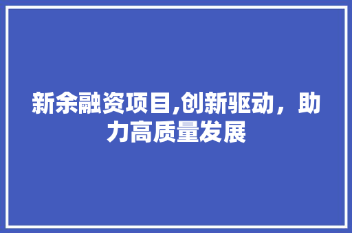 新余融资项目,创新驱动，助力高质量发展