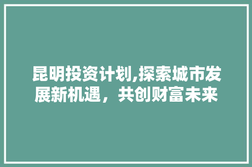 昆明投资计划,探索城市发展新机遇，共创财富未来