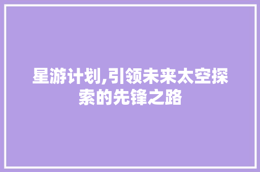 星游计划,引领未来太空探索的先锋之路