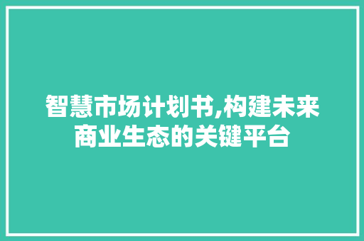 智慧市场计划书,构建未来商业生态的关键平台