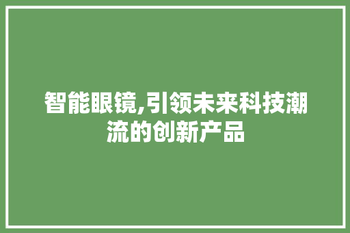 智能眼镜,引领未来科技潮流的创新产品