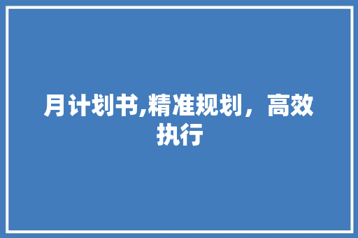 月计划书,精准规划，高效执行