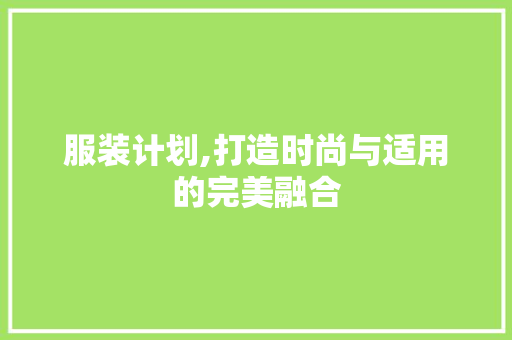 服装计划,打造时尚与适用的完美融合