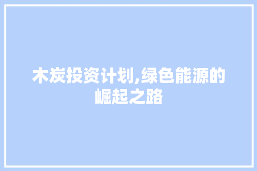 木炭投资计划,绿色能源的崛起之路