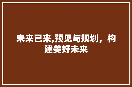 未来已来,预见与规划，构建美好未来