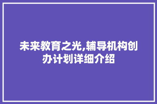 未来教育之光,辅导机构创办计划详细介绍