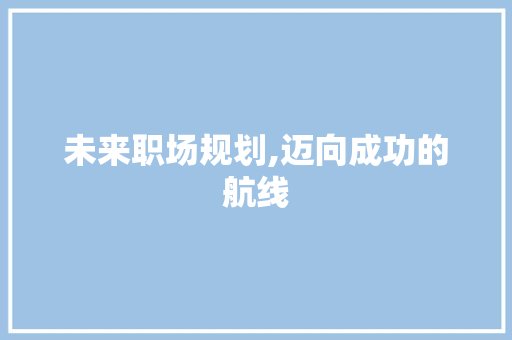 未来职场规划,迈向成功的航线