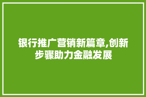 银行推广营销新篇章,创新步骤助力金融发展