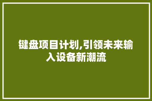 键盘项目计划,引领未来输入设备新潮流