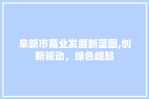 阜新市商业发展新蓝图,创新驱动，绿色崛起