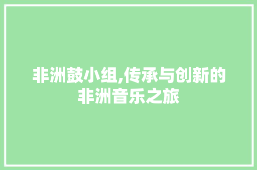 非洲鼓小组,传承与创新的非洲音乐之旅