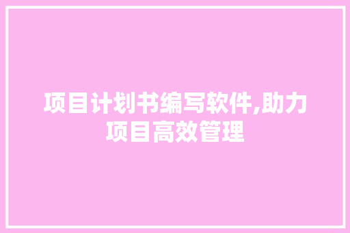 项目计划书编写软件,助力项目高效管理