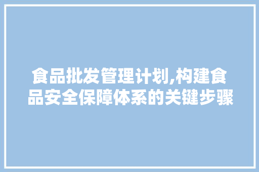 食品批发管理计划,构建食品安全保障体系的关键步骤