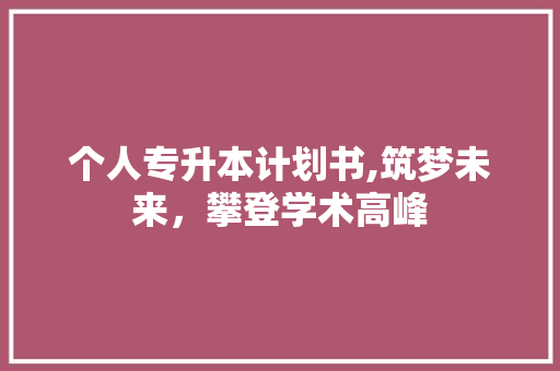 个人专升本计划书,筑梦未来，攀登学术高峰