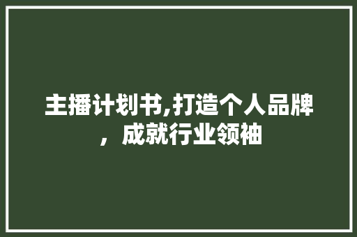 主播计划书,打造个人品牌，成就行业领袖