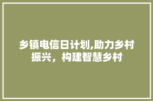 乡镇电信日计划,助力乡村振兴，构建智慧乡村