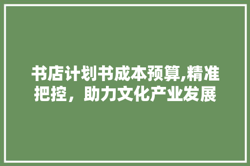 书店计划书成本预算,精准把控，助力文化产业发展