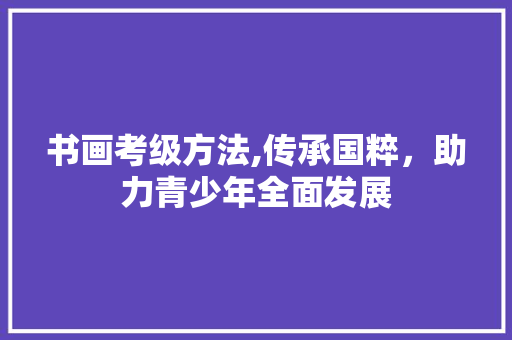 书画考级方法,传承国粹，助力青少年全面发展