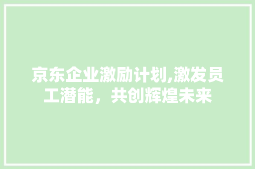 京东企业激励计划,激发员工潜能，共创辉煌未来