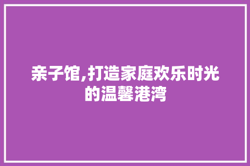 亲子馆,打造家庭欢乐时光的温馨港湾