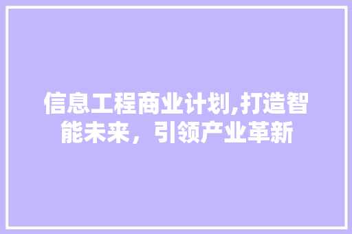 信息工程商业计划,打造智能未来，引领产业革新