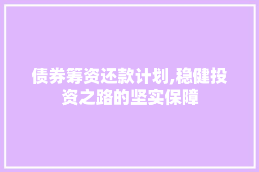 债券筹资还款计划,稳健投资之路的坚实保障