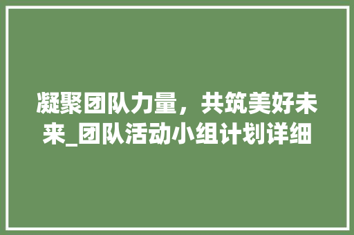 凝聚团队力量，共筑美好未来_团队活动小组计划详细介绍