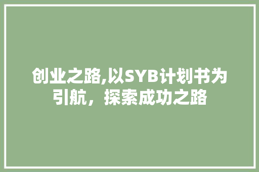 创业之路,以SYB计划书为引航，探索成功之路